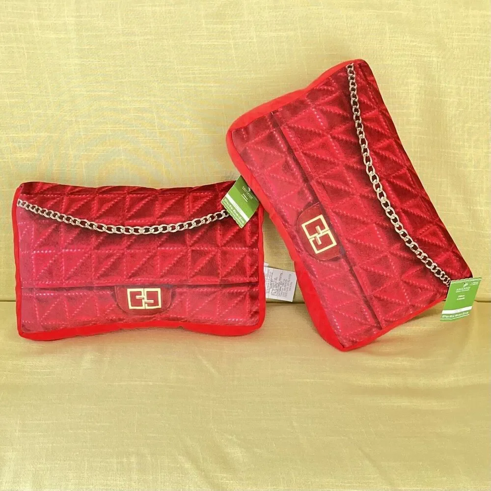 Pair of ASHLAND Spring•Printemps Decorative Throw Pillow Color Pop Red 15.9”x10”